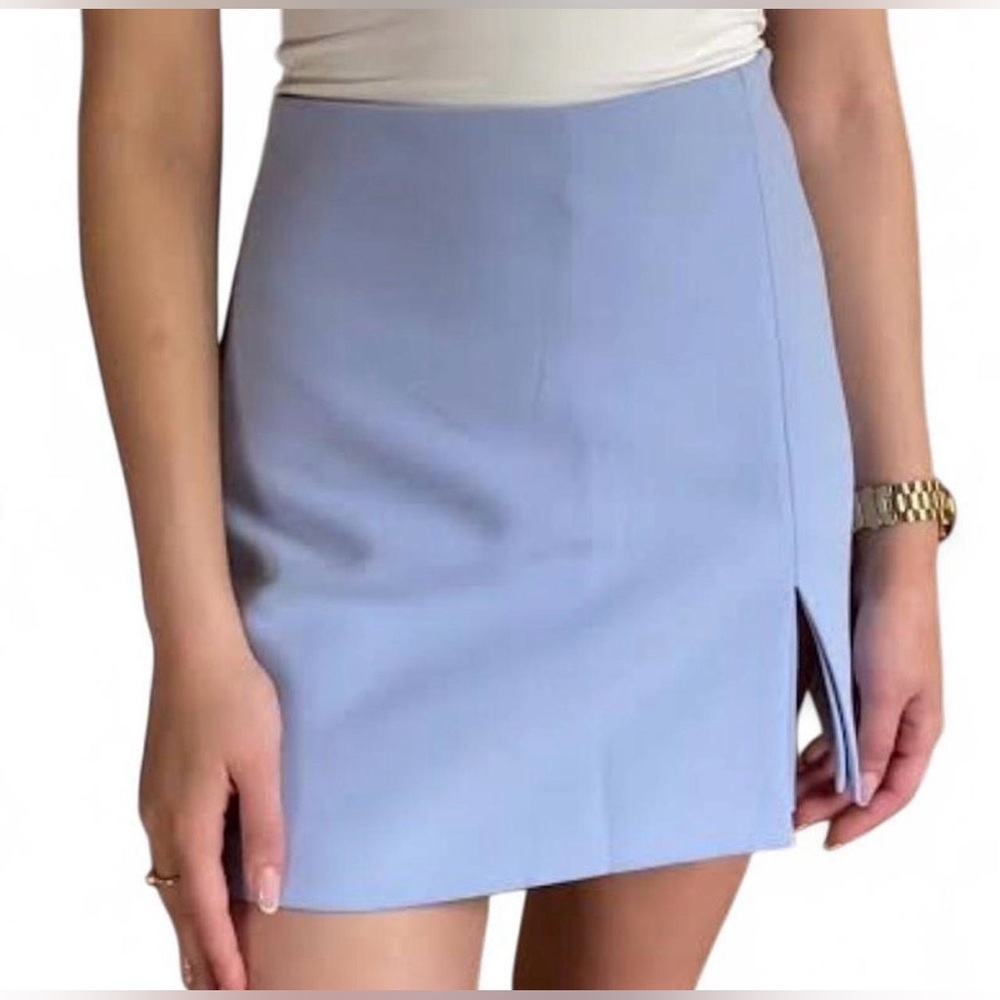Zara Revolve Women’s High Waisted Rise Skort Shorts Skirt Blue Slit Small S